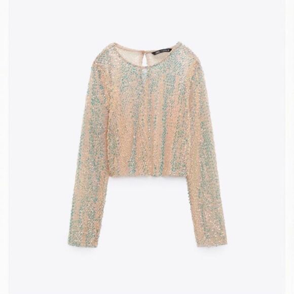 Zara blogger favorite iridescent semi sheer crop top - Picture 6 of 9